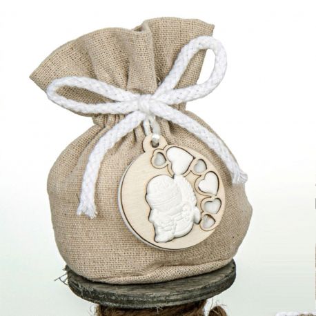 SACCHETTO TONDO PORTACONFETTI CON APPLICAZIONE CALICE E OSTIA