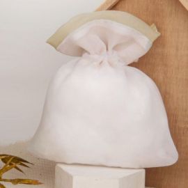 SACCHETTO PORTACONFETTI BIANCO E BEIGE PER CONFETTATA ELEGANTE