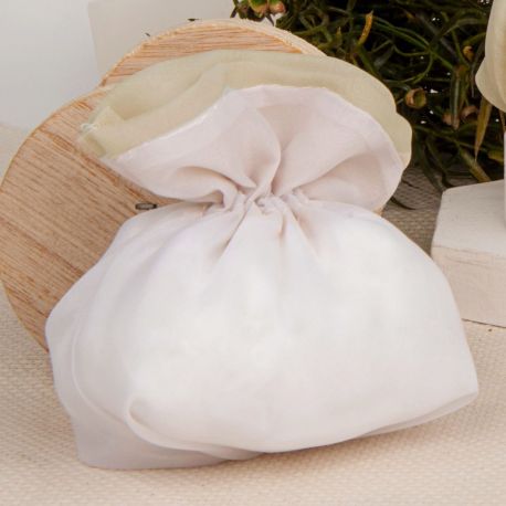 SACCHETTO PORTACONFETTI TONDO BICOLORE PRIMA COMUNIONE , SANTA CRESIMA