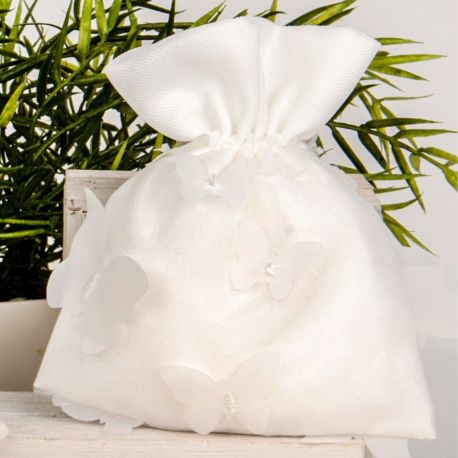 SACCHETTO PER CONFETTI CON FARFALLE IN TESSUTO: ELEGANZA PER OCCASIONI SPECIALI