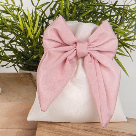 CONFETTATA ELEGANTE E ORIGINALE BIANCO CON FIOCO ROSA - CONFETTATA ORIGINALE