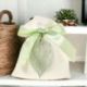 BOMBONIERA MATRIMONIO-SACCHETTINO PORTA CONFETTI CON CIONDOLO DOPPIA FOGLIA VERDE SALVIA