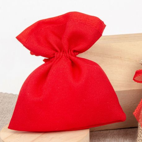 SACCHETTINO IN COTONE ROSSO CON TIRANTI PORTACONFETTI LAUREA