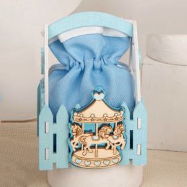 SCATOLINE PER CONFETTI AZZURRE CON GIOSTRINA CON CAVALLI