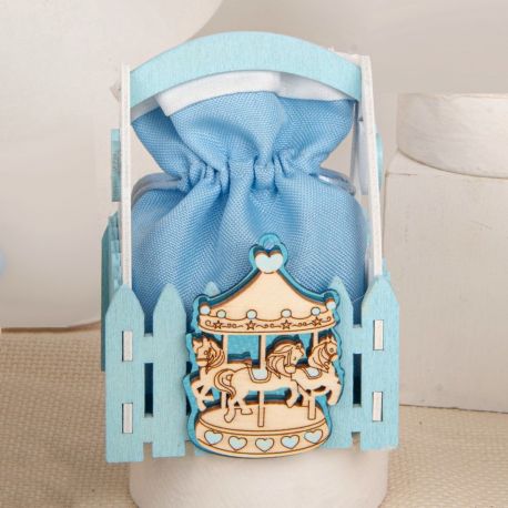 SCATOLINE PER CONFETTI AZZURRE CON GIOSTRINA CON CAVALLI