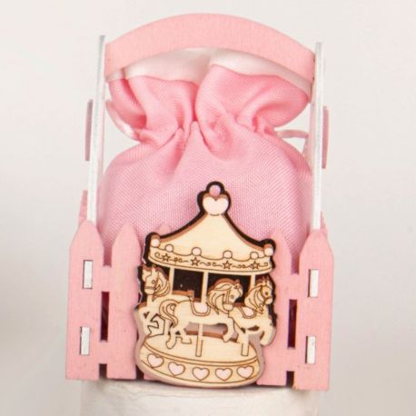 SCATOLINA E SACCHETTINO PORTACONFETTI ROSA CON GIOSTRINA