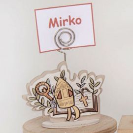 PORTAFOTO SANTA CRESIMA CON MITRA, CROCE E RAMOSCELLI ULIVO