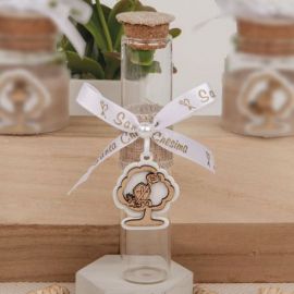 PROVETTA PORTACONFETTI CON FIOCCO SANTA CRESIMA E SIMBOLI SACRI