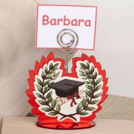 MEMOCLIP PORTAFOTO LAUREA CORONA D'ALLORO TOCCO E DETTAGLI ROSSI