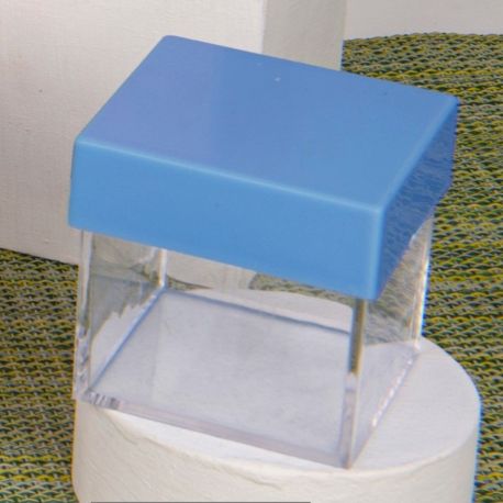 SCATOLE PORTACONFETTI IN PLEXIGLASS CON TAPPO CELESTE NASCITA BIMBO