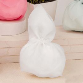 BOMBONIERA ECONOMICA IN TESSUTO LAMINATO-SACCHETTINO BIANCO: IDEA REGALO RAFFINATA