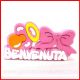 POLISTIROLO DECORATO "BENVENUTA" ROSA BIMBA PER FESTE NASCITA FEMMINUCCIA NEONATA TAVOLA ADDOBBATA ONLINE