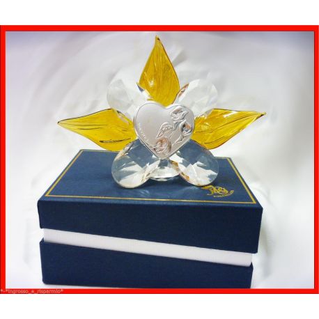 BOMBONIERE CRISTALLO FIORE E PIASTRA CUORE DISCOUNT ON LINE