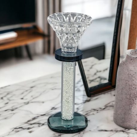 CANDELIERE TONDO NERO CON BRILLANTINI - REGALA IL DESIGN MODERNO!