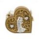 SCATOLINA PORTACONFETTI ROMANTICA IN LEGNO A CUORE CON SPOSI