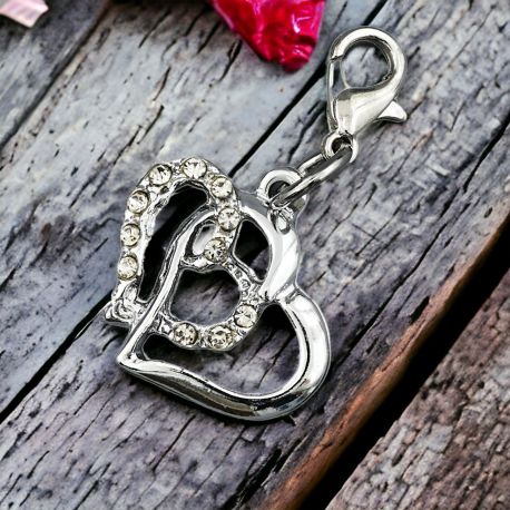 CIONDOLO DORATO CUORI INTRECCIATI CON STRASS PER NOZZE, ANNIVERSARI E CONFETTATE