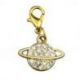 PENDAGLIO A FORMA DI PIANETA SATURNO COLOR ORO CON STRASS
