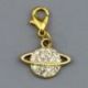 PENDAGLIO A FORMA DI PIANETA SATURNO COLOR ORO CON STRASS