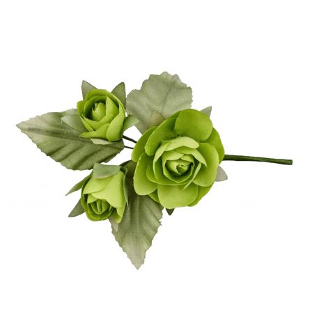 FIORI DECORATIVI RAMETTO CON ROSA E ROSELLINE