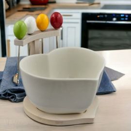 CIOTOLA APERITIVO CUORE IN CERAMICA SU LEGNO CON SPADINI