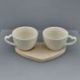 SET 2 TAZZE DA CAFFÈ CON BASE A CUORE IN LEGNO: ELEGANTE BOMBONIERA PER NOZZE E ANNIVERSARIO