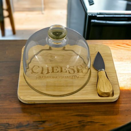TAGLIERE IN BAMBOO E COLTELLO FORMAGGIO