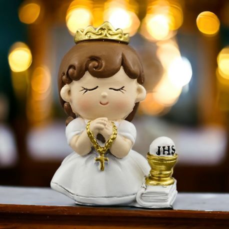 STATUINA BIMBA PER PRIMA COMUNIONE: ANGIOLETTO CON GRAZIOSA CORONA