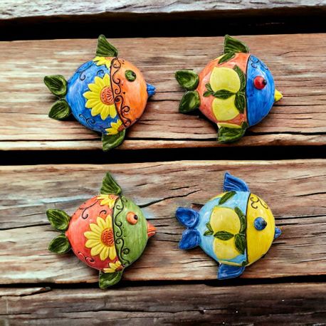 CALAMITE PESCE PALLA CON DECORAZIONE LIMONI E FIORI TEMA SICILIA