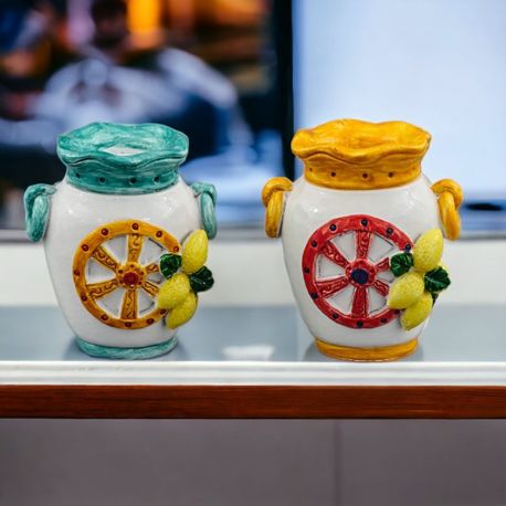 BOMBONIERA ANFORA CARRETTO SICILIANO CON LIMONI, TEMA SICILIA