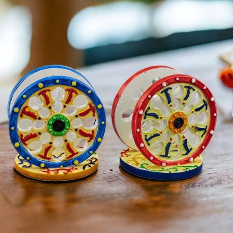 PORTAVAGLIOLI A RUOTA DI CARRETTO SICILIANO, BOMBONIERA IN CERAMICA