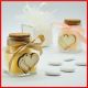 BOMBONIERE BARATTOLI SHABBY VETRO E TAPPO IN SUGHERO CON APPLICAZIONE CUORI IN LEGNO PORTACONFETTI MATRIMONIO ANNIVERSARIO 