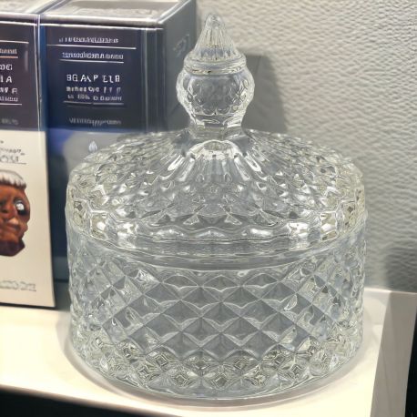 SCATOLA IN VETRO CON COPERCHIO EFFETTO DIAMANTE