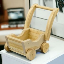 CARROZZINA PICCOLA LEGNO PORTA CONFETTI E SACCHETTINI