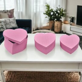 SCATOLE RIGIDE IN 3 MISURE A CUORE ROSA: BOMBONIERE FAI DA TE