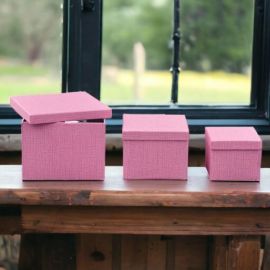 TRIS SCATOLE ROSA QUADRATE - IMPIEGO MULTIUSO