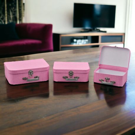 TRIS SCATOLE ROSA CARTONE RIGIDO