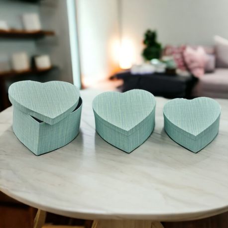 3 SCATOLE CELESTI A CUORE: CONFEZIONAMENTO, PORTA OGGETTI