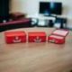 CONFEZIONE TRIS DI SCATOLE ROSSE IN FORMA DI VALIGETTA