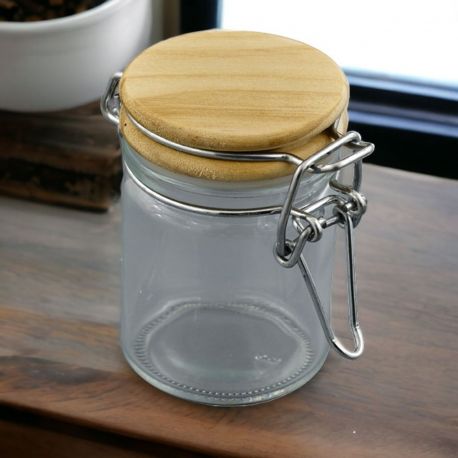 VASETTO CON TAPPO IN LEGNO E CHIUSURA ERMETICA BASE TONDA