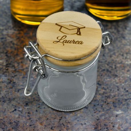 BARATTOLINO ERMETICO PORTACONFETTI CON SCRITTA LAUREA E TOCCO