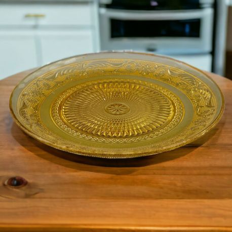 ELEGANTE PIATTO COLOR ORO TRASPARENTE DECORATO