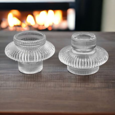 PORTA CANDELA IN VETRO PER BATTESIMO E ALTRI EVENTI