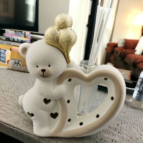 DIFFUSORE ESSENZA CON LUCE LED ORSETTO CON PALLONCINI E CUORE