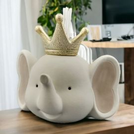 DIFFUSORE PROFUMATO ELEFANTINO IN RESINA CON CORONCINA ORO