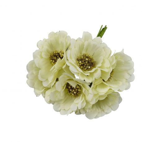 FIORELLINI FINTI DI TESSUTO TIPO GERBERA PANNA SFUMATO PER BOMBONIERE FAI DA TE