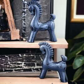 STATUINA CAVALLO TROIA IN CERAMICA LUCIDA BATTESIMO, COMUNIONE, MATRIMONIO