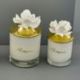CANDELA PROFUMATA CON ELEGANTE PORTACANDELA DECORATO CON FIORE