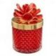 CANDELA ROSSA CON PORTACANDELA EFFETTO DIAMANTE CON FIORE IN CAPODIMONTE