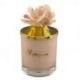 ELEGANTE CANDELA PROFUMATA CON TAPPO ORO E FIORE CAPODIMONTE ROSA CIPRIA
