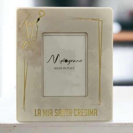 CORNICE FOTO SIMBOLI SACRI CON SCRITTA LA MIA SANTA CRESIMA